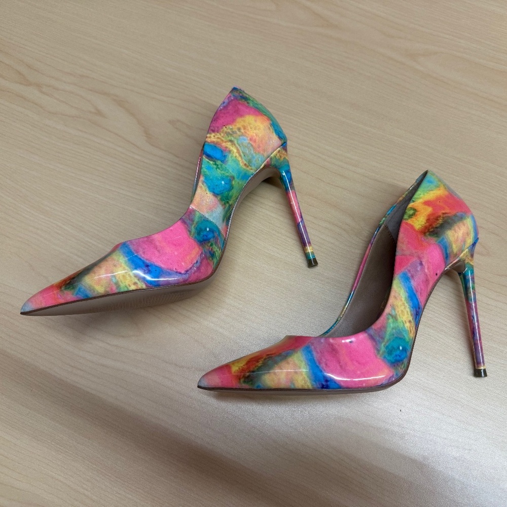Steve Madden Multicolor Tie-Dye Patent Pointed-Toe Stiletto Heels Size 7